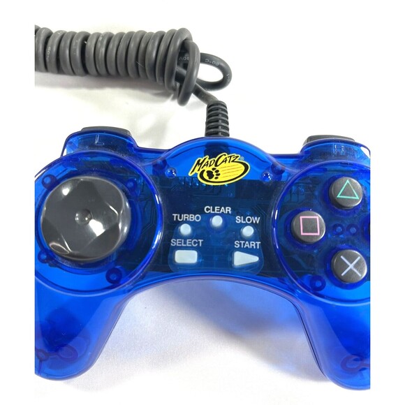 PlayStation Mad Catz Video Game Digital Controller Transparent Blue 8002 Tested - Picture 3 of 11
